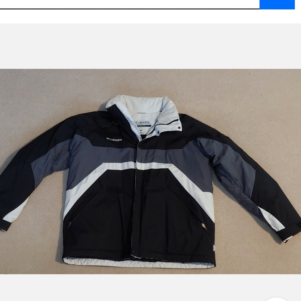 Columbia Sportswear winter coat mens size L black grey and white WATERPROOF